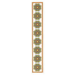 Chemin De Table Long Mandala Motif 2002 en longueur de table jaune et b