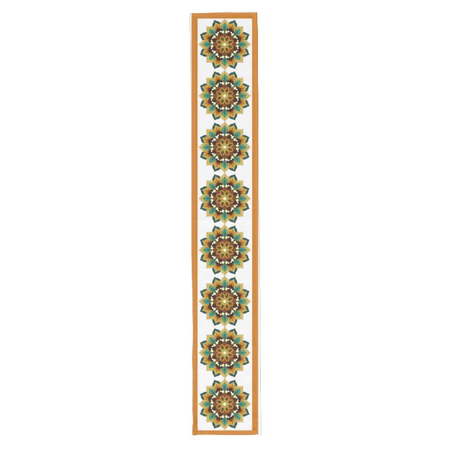 Chemin De Table Long Mandala Motif 2002 en longueur de table jaune et b (Devant)