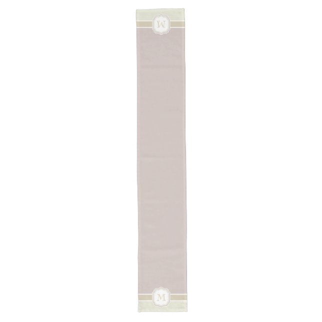 Chemin De Table Long Mauve & Sable Monogramme (Devant)