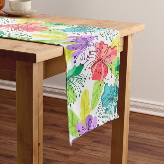 Chemin De Table Long Modèle sans couture de fleurs tropicales (In Situ)