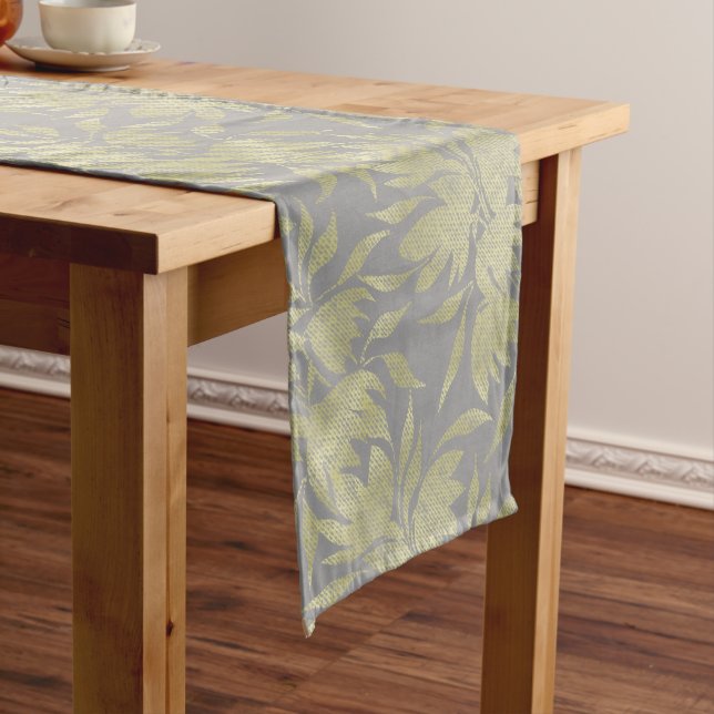 Chemin De Table Long Motif Abstrait d'aquarelle dorée (In Situ)