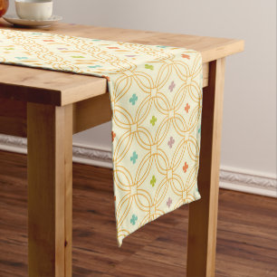 Chemin De Table Long Motif circulaire à verrouillage géométrique rétro