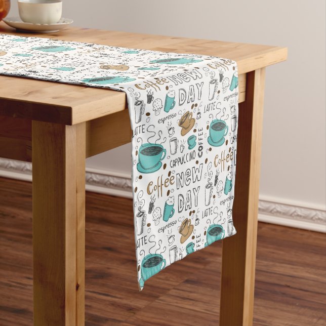 Chemin De Table Long Motif d'amants de café (In Situ)