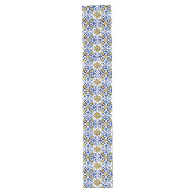 Chemin De Table Long Motif portugais traditionnel Azulejo (Devant)