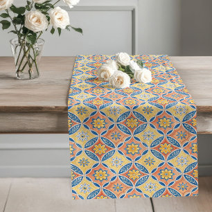 Chemin De Table Long Motifs de Carrelage Traditionnel Méditerranéen Art