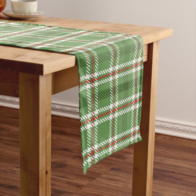Chemin De Table Long Noël Russe Green Farmhouse Vacances Plaid (In Situ)