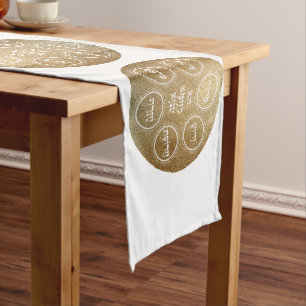 Chemin De Table Long Pâque - Pesach Golden Seder Plate