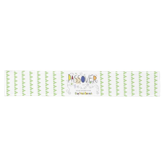 Chemin De Table Long Passover Chag Sameach Grand Long Table Runner (Horizontal)