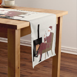 Chemin de Table Long Père Noël Cheminée