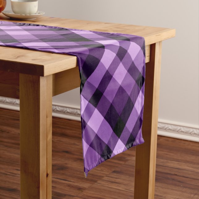 Chemin De Table Long Plum moderne violet Plaid Grande Table Runner (In Situ)