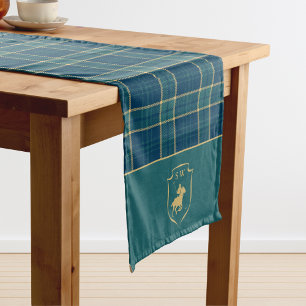 Chemin De Table Long Polo Classique à Carreaux Tartan et Monogramme Équ