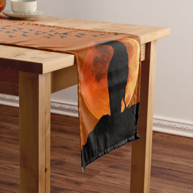 Chemin De Table Long Ravens de lune de sang d'Halloween (In Situ)