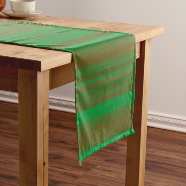Chemin De Table Long Rayures Vert Marron (In Situ)