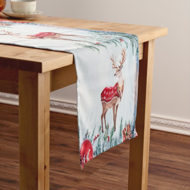 Chemin De Table Long Reindeer Christmas Holiday Table Runner (In Situ)