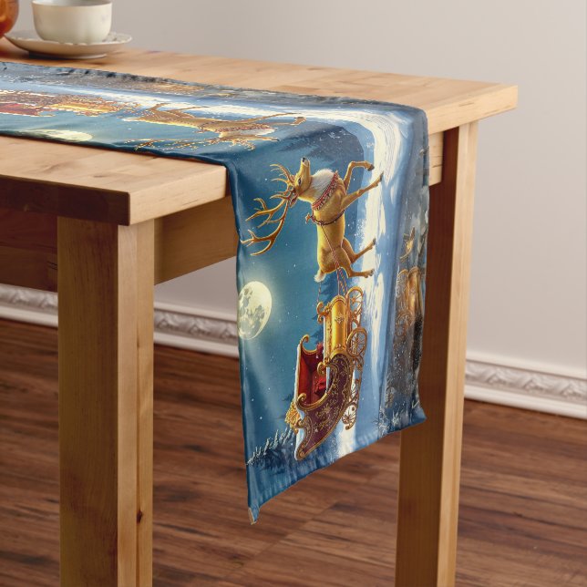 Chemin De Table Long Reindeer Christmas Sleigh Table Runner (In Situ)
