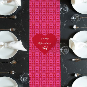 Chemin De Table Long Romantique Cœurs Roses Rouges Joyeuse Saint-Valent