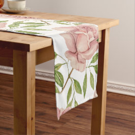 Chemin De Table Long Roses d'aquarelle rose doux