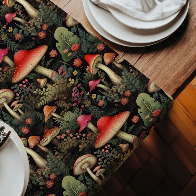 Chemin De Table Long Rustic Aesthetic Table Runner Forest Fungi Charm (Rustic Aesthetic Table Runner Forest Fungi Charm)