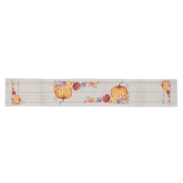 Chemin De Table Long Rustic Farmhouse Automne Aquarelle Citrouille Harv (Horizontal)