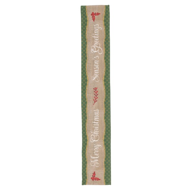 Chemin De Table Long Rustic Farmhouse Christmas Table Runner (Devant)