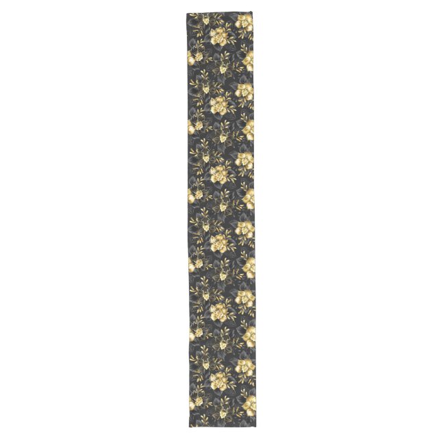 Chemin De Table Long Sans couture avec orchidées de bijoux (Devant)