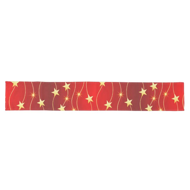 Chemin De Table Long Star Adored Ruby Motif rouge (Horizontal)