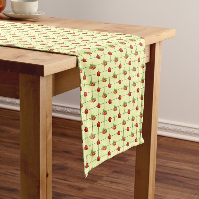 CHEMIN DE TABLE LONG STRAWBERRY PLAID (In Situ)