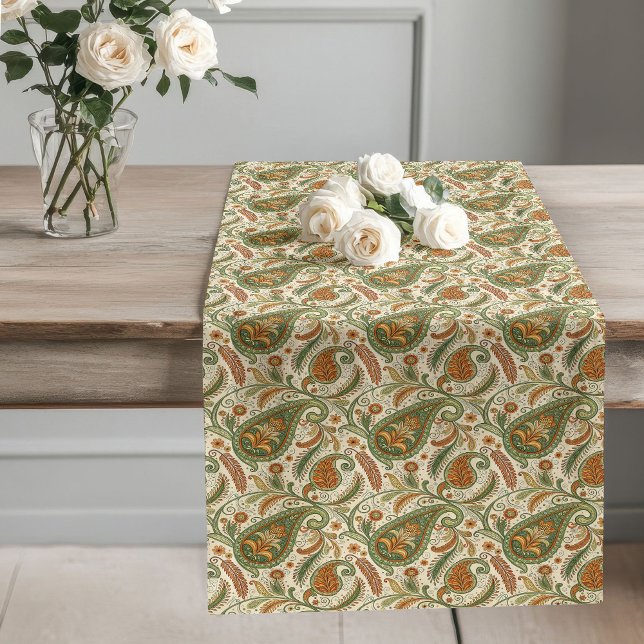 Chemin De Table Long Style Paisley Pastel Earthy Boho Dining Accent (Stylish Paisley Pastel Earthy Boho Dining Accent Long Table Runner)