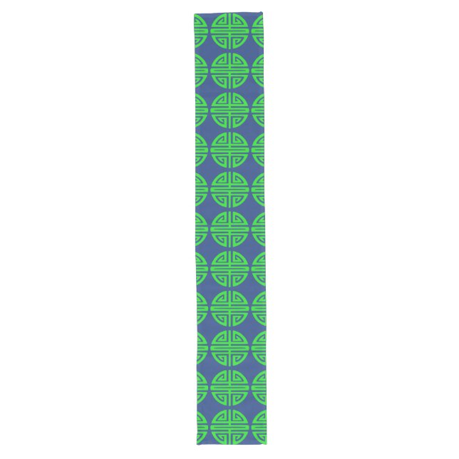 Chemin De Table Long symbole de prospérité chinois vert (Devant)