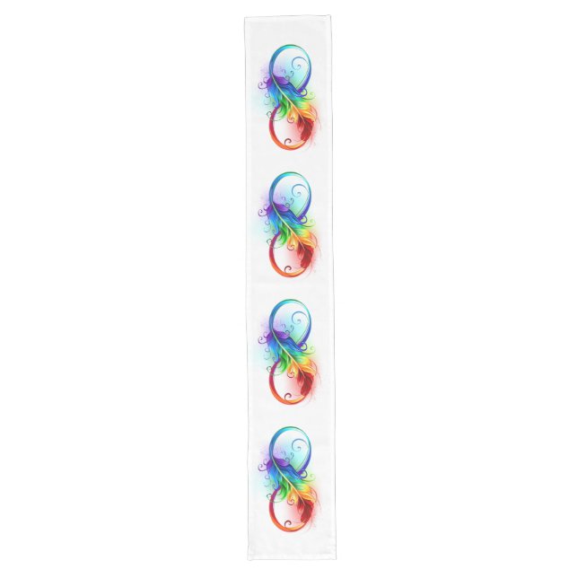 Chemin De Table Long Symbole d'infini avec plume arc-en-ciel (Devant)