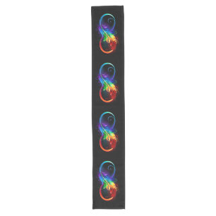 Chemin De Table Long Symbole d'infini avec plume arc-en-ciel