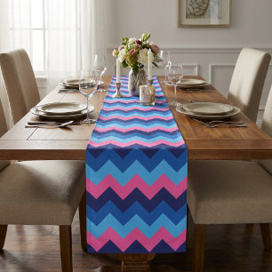 Chemin De Table Long Tapis de table grand motif chevron bleu rose Cool