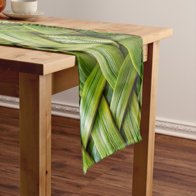 Chemin De Table Long Tissu de bambou vert frais (In Situ)