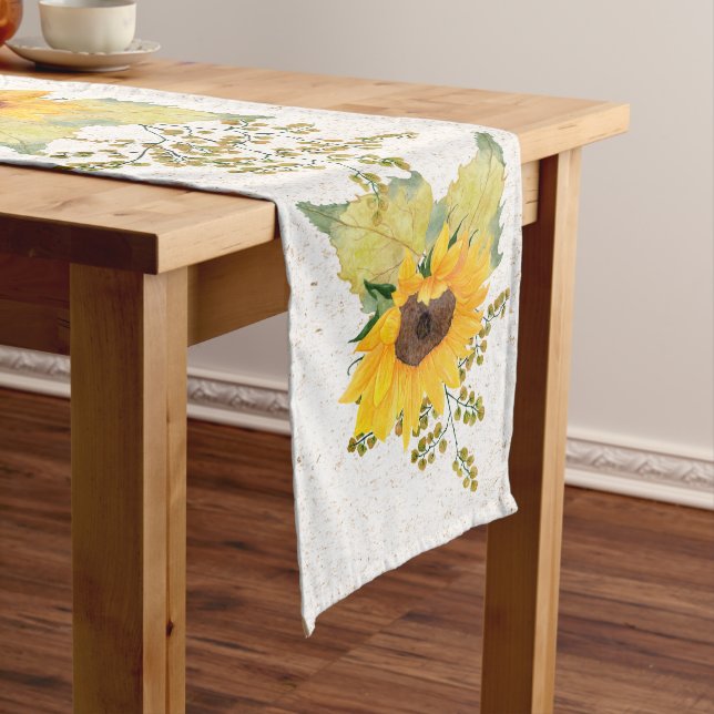 Chemin De Table Long Tournesols aquarelle jaune (In Situ)