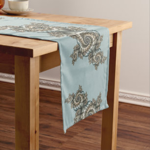 Chemin De Table Moyen Abstrait Beige clair Bleu Fractal Art Spirales