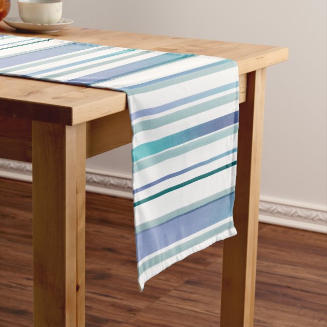 Chemin De Table Moyen Bleu Turquoise Bleu Blancs (In Situ)
