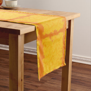 Chemin De Table Moyen Bloc jaune/orange d'aquarelle
