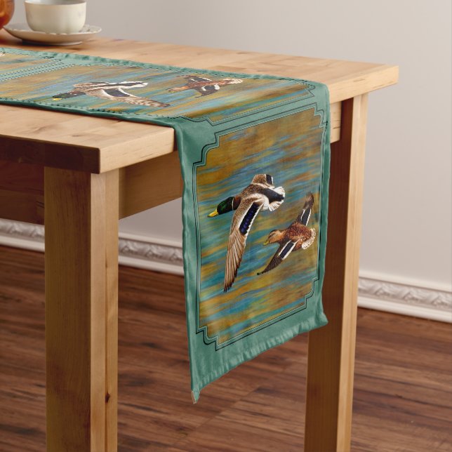 Chemin De Table Moyen Canards volants Sea Mist Green (In Situ)