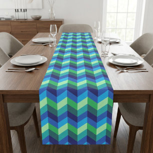 Chemin De Table Moyen Chevrons dégradés bleu vert Tapis de table moyen