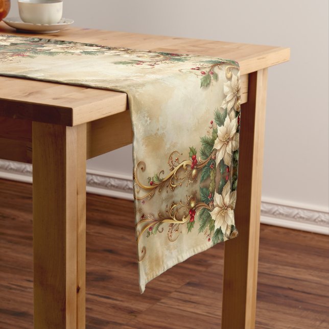 Chemin De Table Moyen Christmas Floral Holiday Table Runner (In Situ)