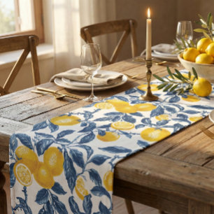 Chemin De Table Moyen Citrons méditerranéens Motif sans couture