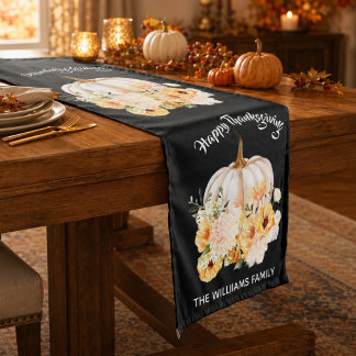 Chemin De Table Moyen Citrouille florale personnalisée de Thanksgiving