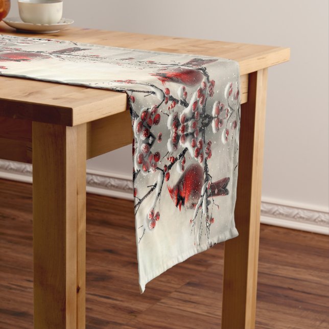 Chemin De Table Moyen Coureur de table Cardinal Rouge Noël (In Situ)