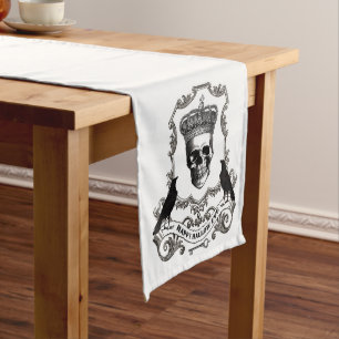 Chemin De Table Moyen Crâne d'Halloween vintage moderne avec couronne