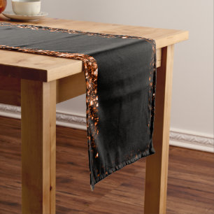 Chemin De Table Moyen Cuivre brun bronze faux scintille paillettes noir