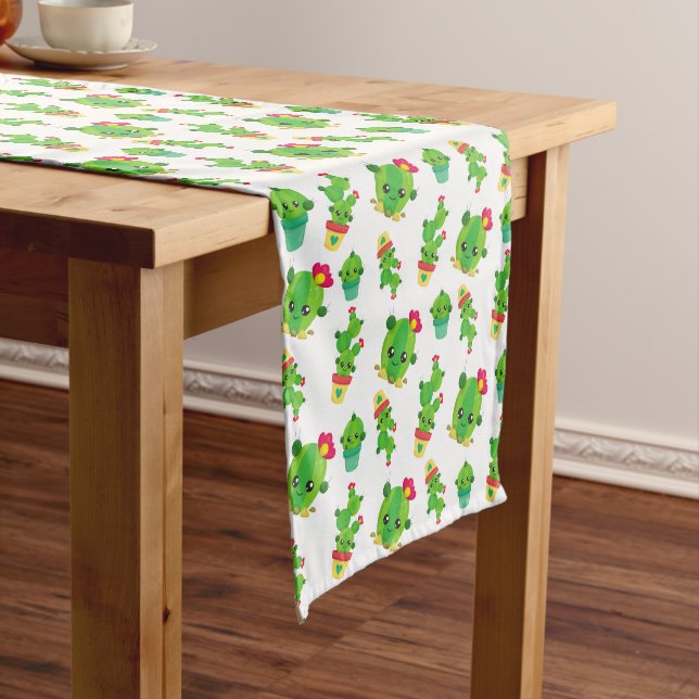 Chemin De Table Moyen Cute Cactus, Green Cactus, Motif Cactus (In Situ)