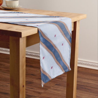 Chemin De Table Moyen Design en rayures bleu et blanc
