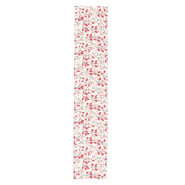 Chemin De Table Moyen Festive Baies rouges et feuilles botaniques (Devant)