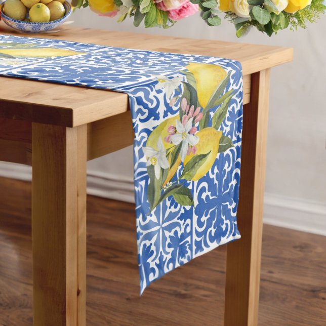 Chemin De Table Moyen Fête des mariées Mariage citron et carreaux médite (Créateur téléchargé)