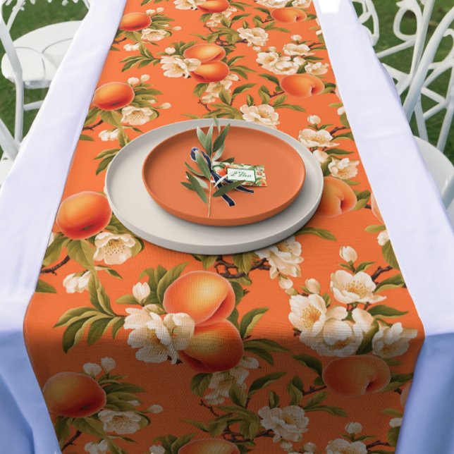 Chemin De Table Moyen Fleurs de pêche - Aquarelle Peach Thème (Créateur téléchargé)